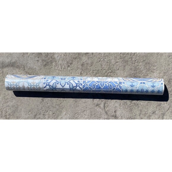 NIP NORWALL Prepasted WALLPAPER 56 SqFt MOROCCAN TILES KE29950 Blue White Vinyl - Picture 4 of 5